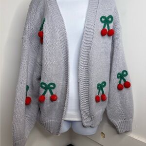 Light Purple Cherry Embellished Women's Sweater